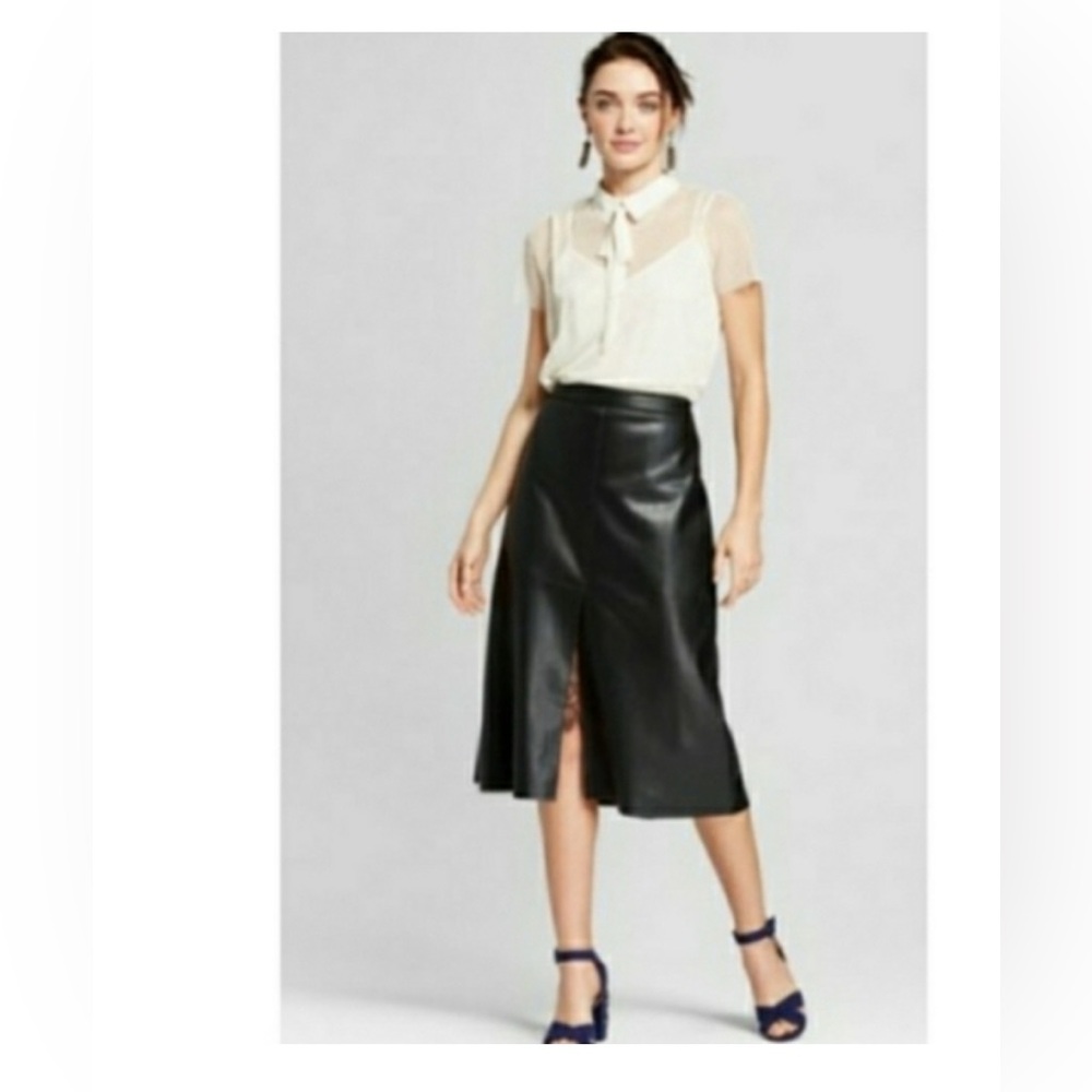 Who What Wear Womens Faux Leather Midi Skirt Size 24W